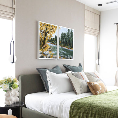 ’Creekside Meandering’ Diptych Art Print || Set of 2 - abstract - Artwork - Autumn - Beaver Creek