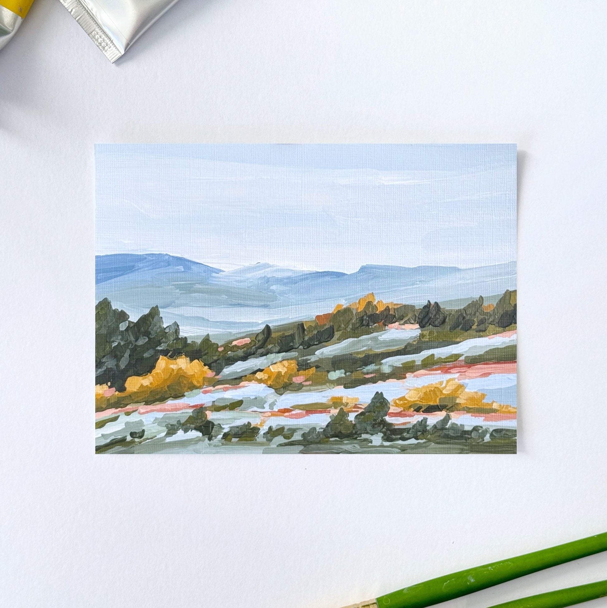 ’Days Away’ Original Painting || 5x7 - Fall Landscape - abstract - Acrylic - Artwork - Autumn - Avon