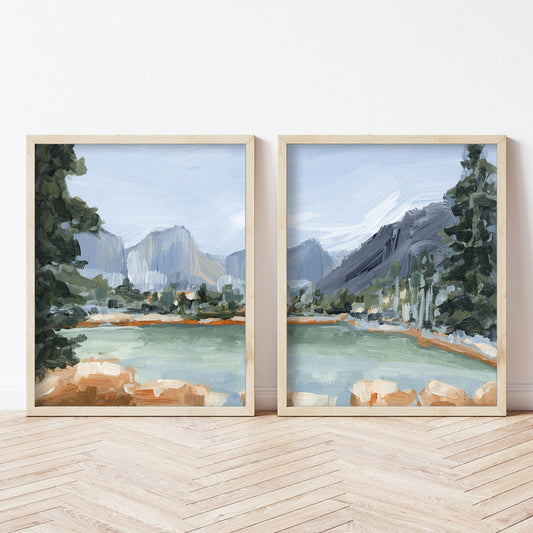 ’Delta Lake’ Diptych Art Print || Set of 2 - abstract - Artwork - Fall