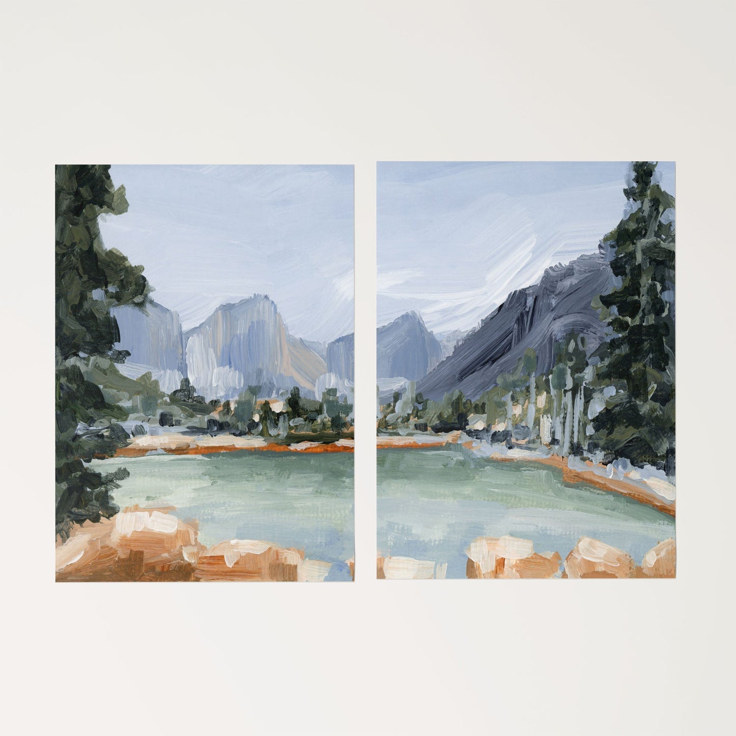 ’Delta Lake’ Diptych Art Print || Set of 2 - Rolled Canvas / 8x10 in / No Frame - abstract - Artwork - Fall