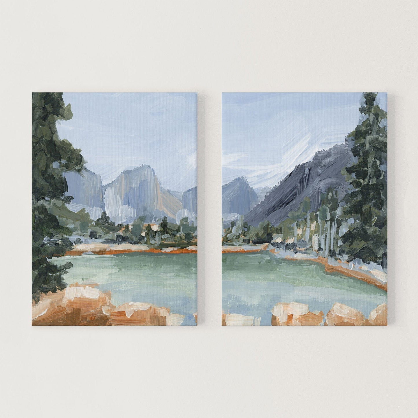 ’Delta Lake’ Diptych Art Print || Set of 2 - Stretched Canvas / 8x10 in / No Frame - abstract - Artwork - Fall