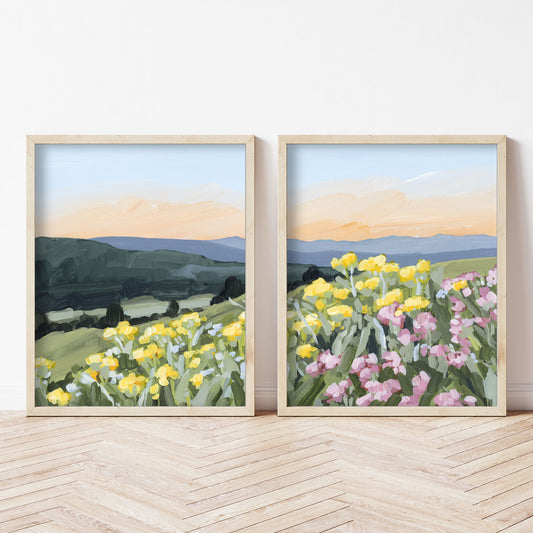 ’Wasatch Wildflowers’ Diptych Art Print || Set of 2