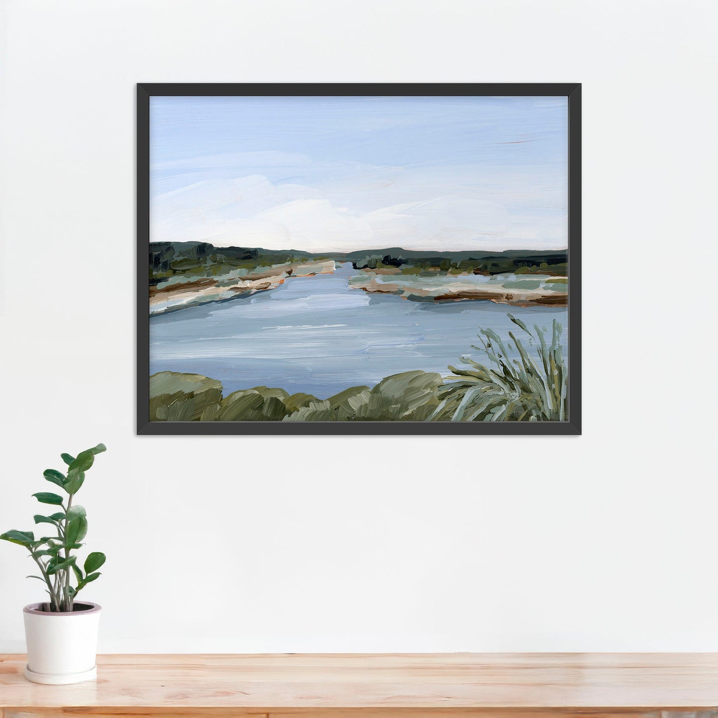 ’Dreaming of the Lake’ Art Print - Paper / 5x7 in / Black Frame - Peaceful Lake - abstract - alpine - Artwork