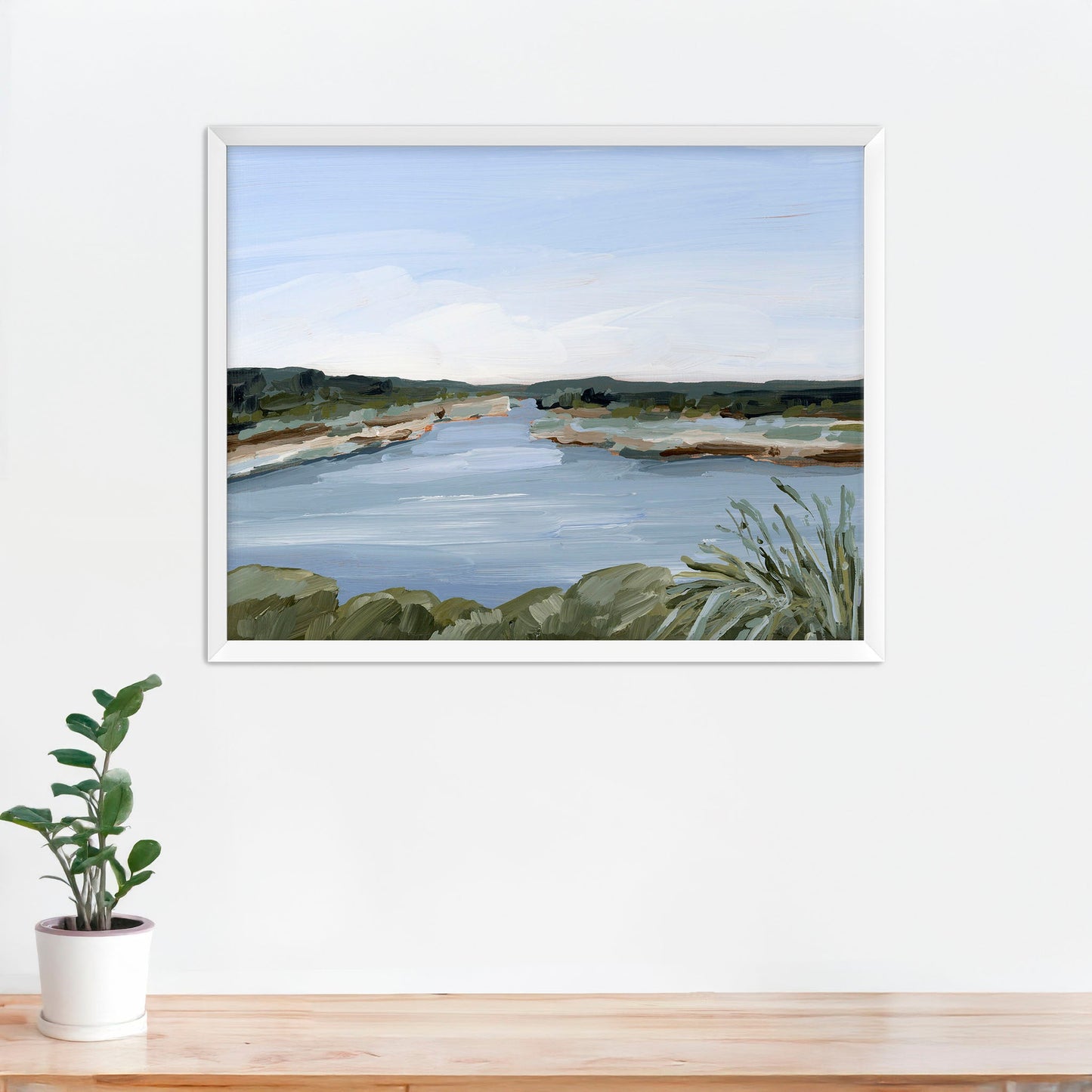 ’Dreaming of the Lake’ Art Print - Paper / 5x7 in / White Frame - Peaceful Lake - abstract - alpine - Artwork