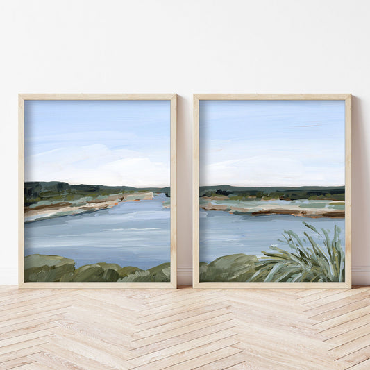 ’Dreaming of the Lake’ Diptych Art Print || Set 2 - abstract - Artwork - Lake