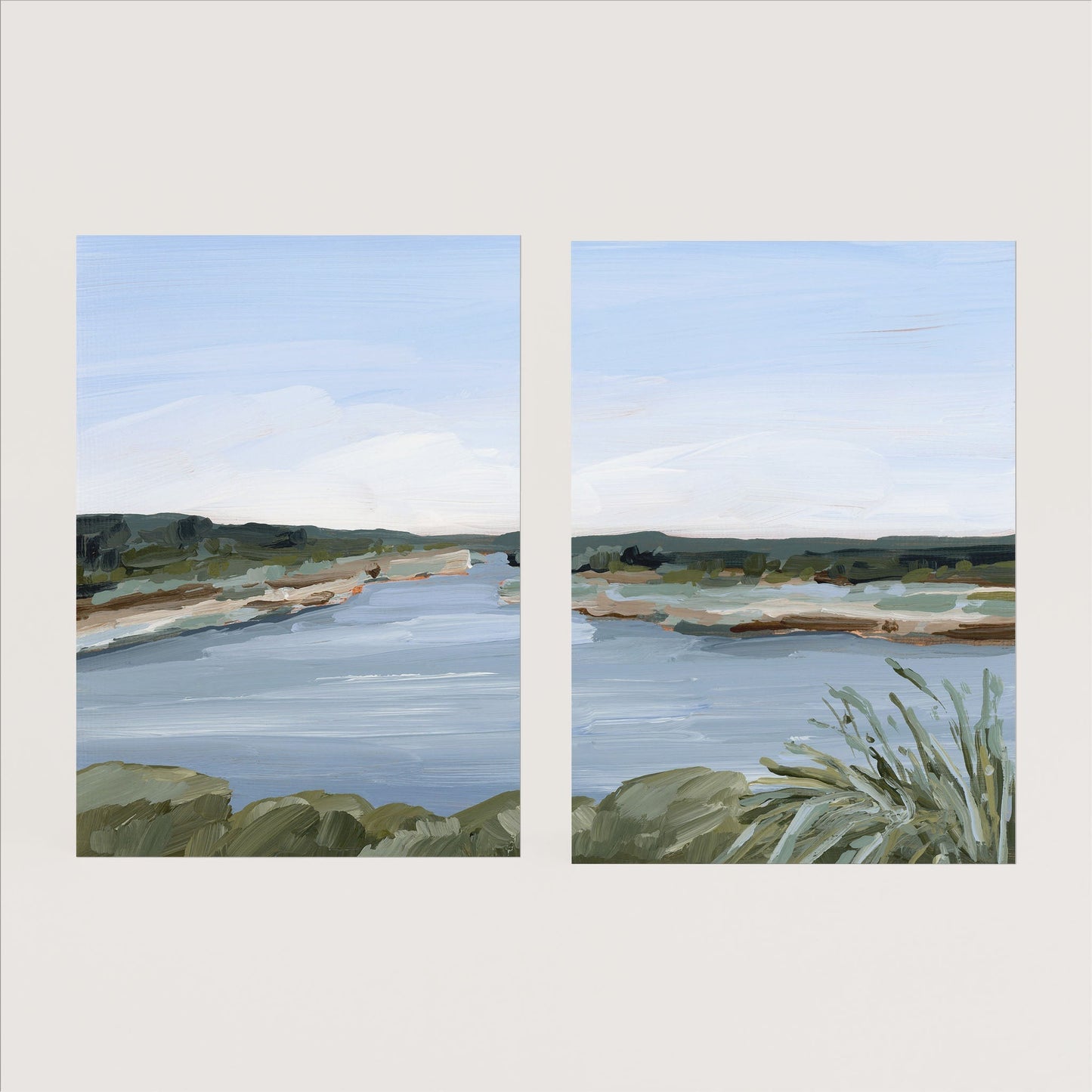 ’Dreaming of the Lake’ Diptych Art Print || Set 2 - Paper / 5x7 in / No Frame - abstract - Artwork - Lake