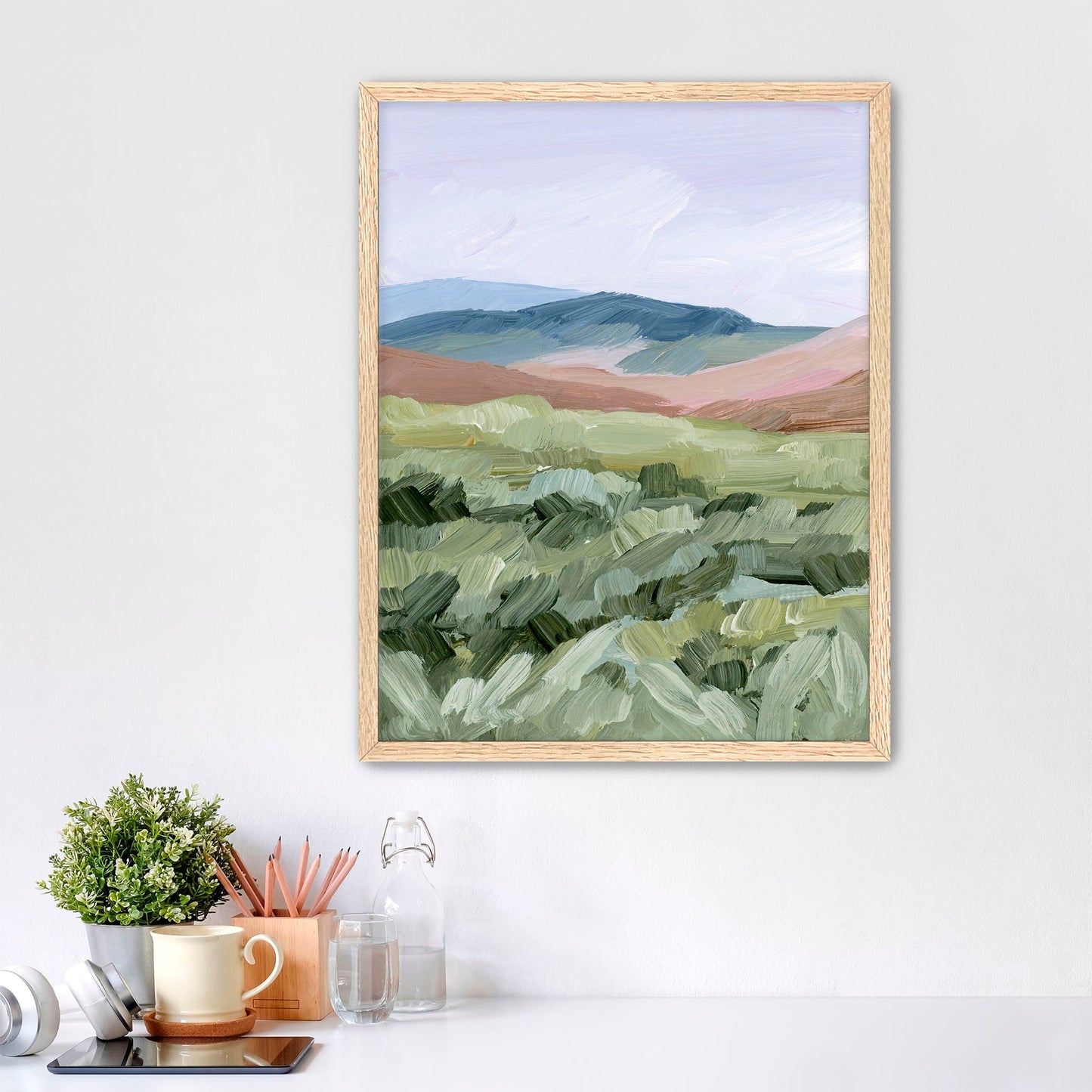 ’Driving to the Spring’ Art Print - Paper / 5x7 in / Oak Frame - Yellowstone National Park - Artwork - Landscape