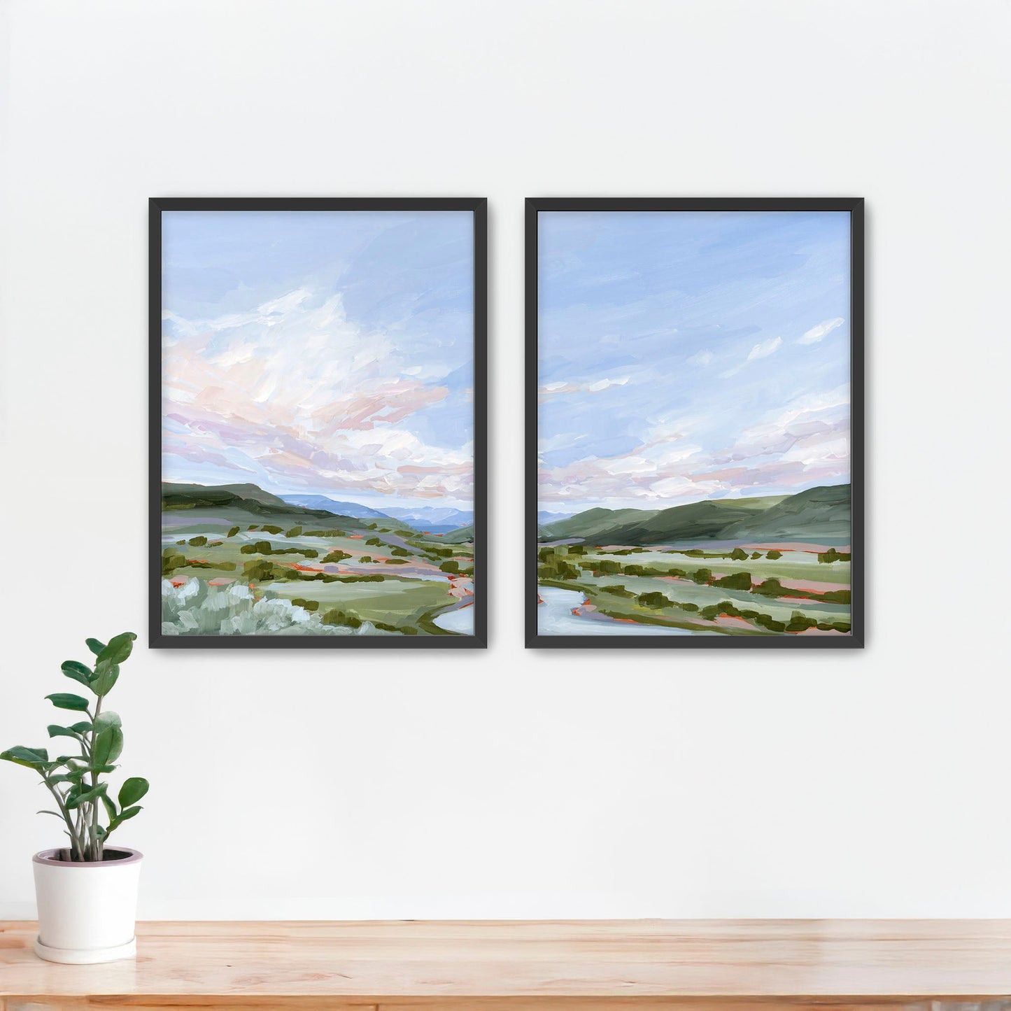 ’Eagle County’ Diptych Art Print || Set of 2 Paper / 5x7 in / Black Frame abstract Artwork Colorado