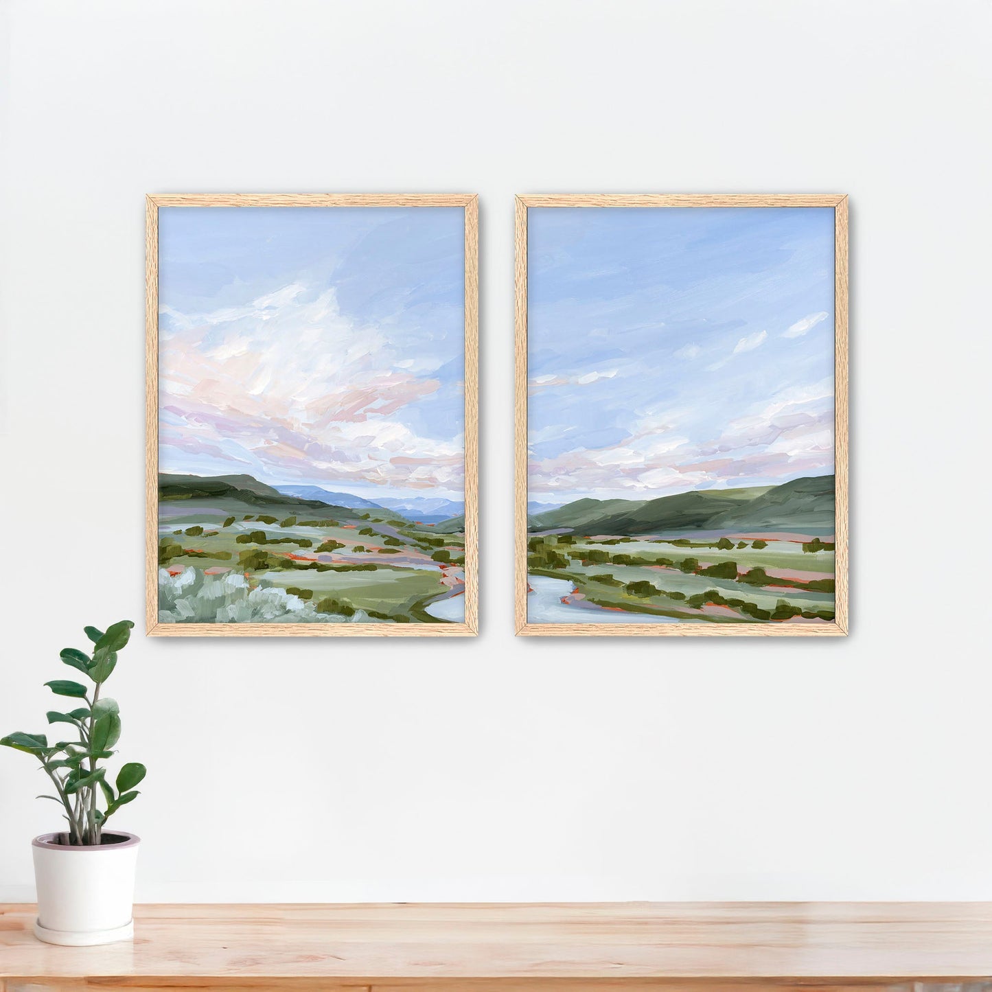 ’Eagle County’ Diptych Art Print || Set of 2 Paper / 5x7 in / Oak Frame abstract Artwork Colorado