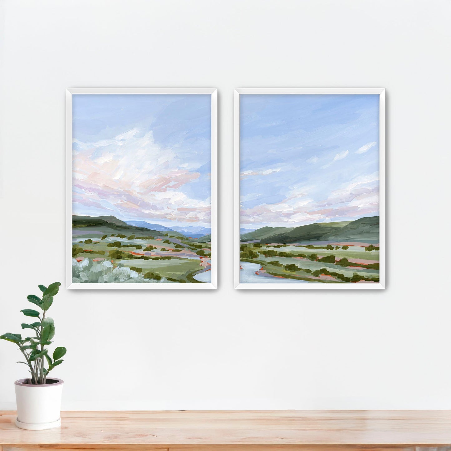 ’Eagle County’ Diptych Art Print || Set of 2 Paper / 5x7 in / White Frame abstract Artwork Colorado