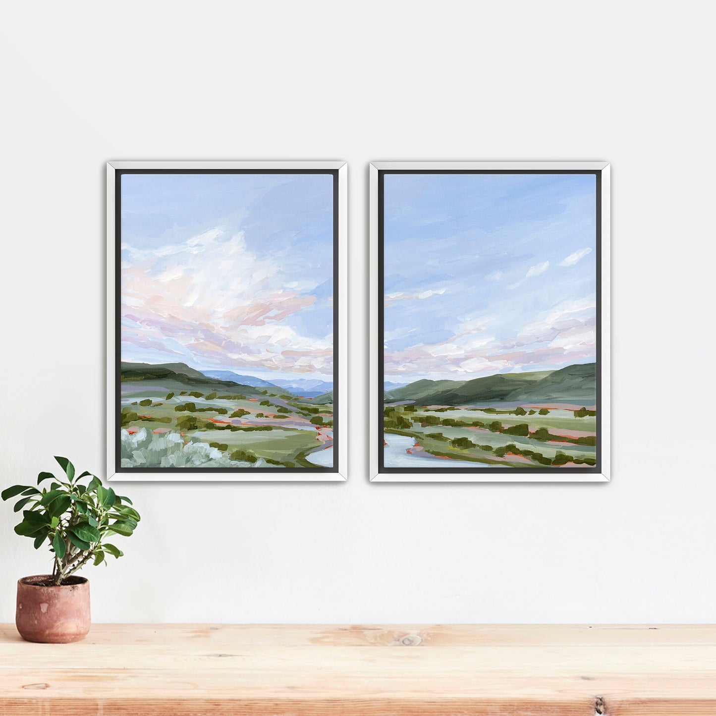 ’Eagle County’ Diptych Art Print || Set of 2 Stretched Canvas / 8x10 in / White Frame abstract Artwork Colorado