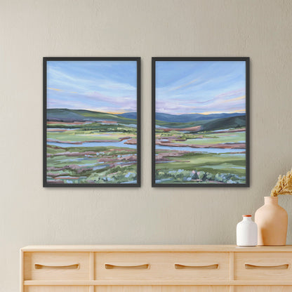 ’Eagle River’ Diptych Art Print || Set of 2 - Paper / 5x7 in / Black Frame - abstract - Artwork - Colorado