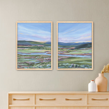 ’Eagle River’ Diptych Art Print || Set of 2 - Paper / 5x7 in / Oak Frame - abstract - Artwork - Colorado
