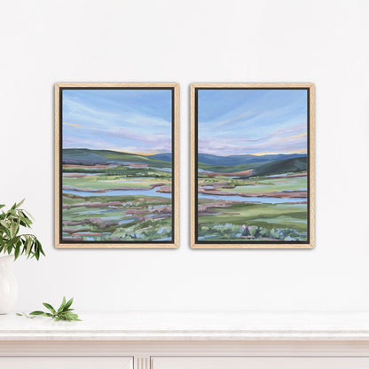 ’Eagle River’ Diptych Art Print || Set of 2 - Stretched Canvas / 8x10 in / Oak Frame - abstract - Artwork - Colorado