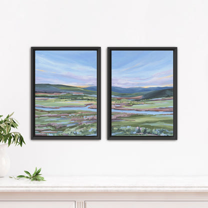 ’Eagle River’ Diptych Art Print || Set of 2 - Stretched Canvas / 8x10 in / Black Frame - abstract - Artwork - Colorado