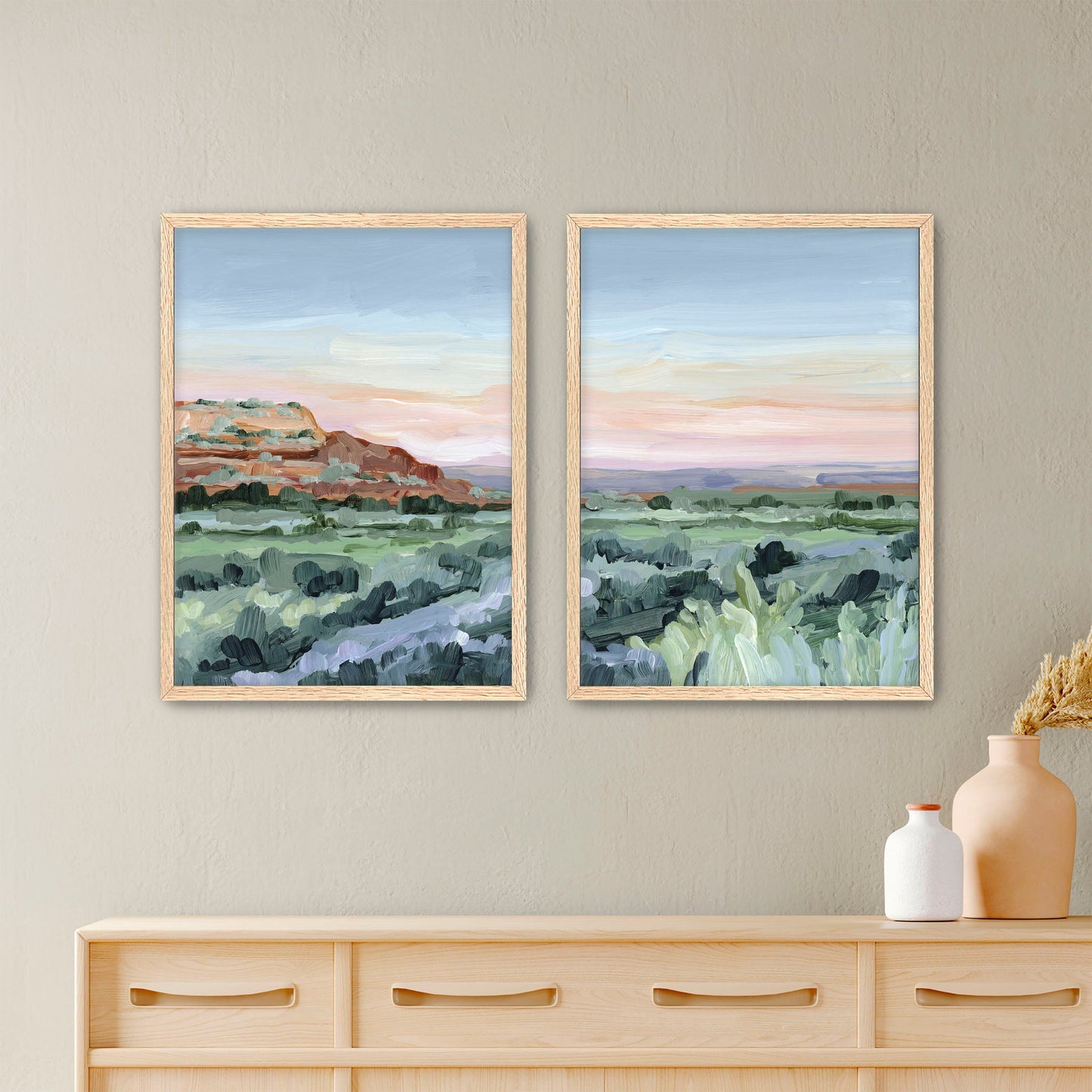 ’Edge of Utah’ Diptych Art Print || Set 2 - Paper / 5x7 in / Oak Frame - abstract - Artwork - Desert