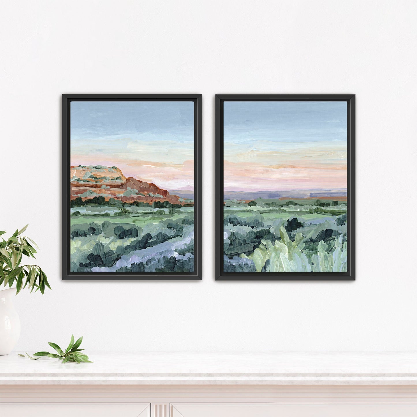 ’Edge of Utah’ Diptych Art Print || Set 2 - Stretched Canvas / 8x10 in / Black Frame - abstract - Artwork - Desert