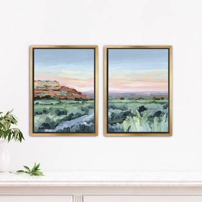 ’Edge of Utah’ Diptych Art Print || Set 2 - Stretched Canvas / 8x10 in / Gold Frame - abstract - Artwork - Desert