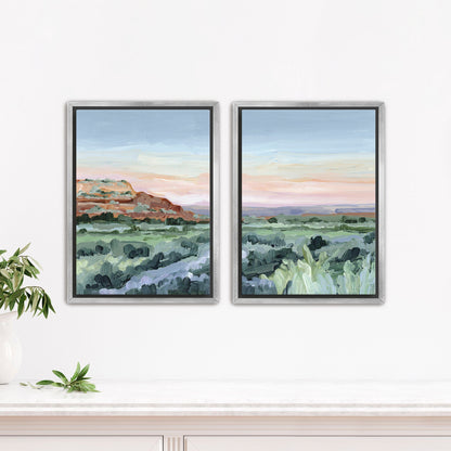 ’Edge of Utah’ Diptych Art Print || Set 2 - Stretched Canvas / 8x10 in / Silver Frame - abstract - Artwork - Desert