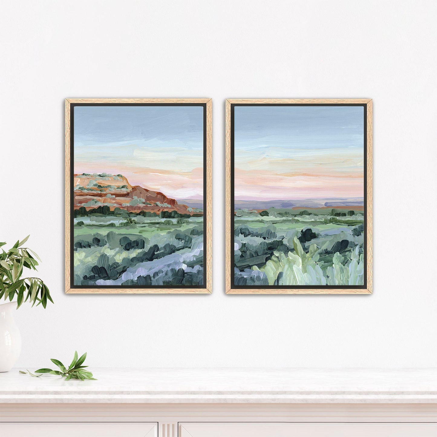 ’Edge of Utah’ Diptych Art Print || Set 2 - Stretched Canvas / 8x10 in / Oak Frame - abstract - Artwork - Desert