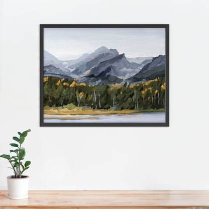 ’Estes Park’ Art Print - Paper / 5x7 in / Black Frame - Colorado Mountain Wall - abstract - Artwork - Autumn