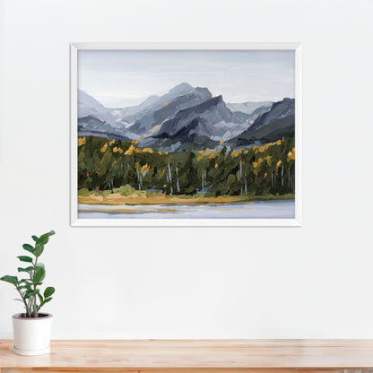 ’Estes Park’ Art Print - Paper / 5x7 in / White Frame - Colorado Mountain Wall - abstract - Artwork - Autumn