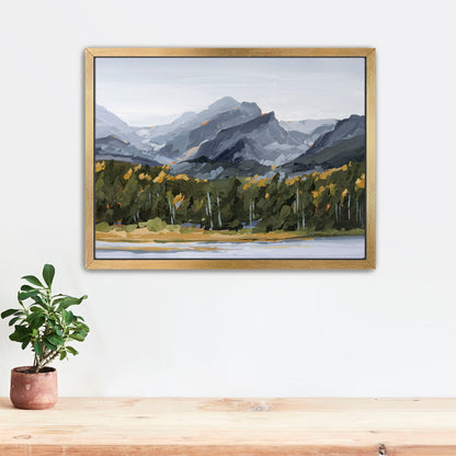 ’Estes Park’ Art Print - Stretched Canvas / 8x10 in / Gold Frame - Colorado Mountain Wall - abstract - Artwork - Autumn