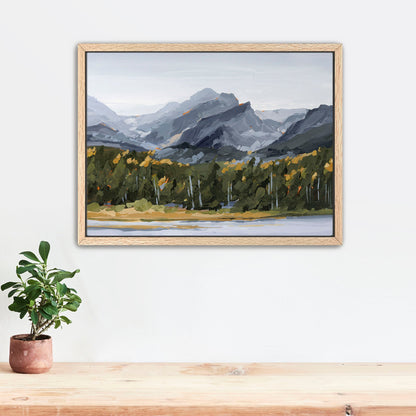 ’Estes Park’ Art Print - Stretched Canvas / 8x10 in / Oak Frame - Colorado Mountain Wall - abstract - Artwork - Autumn