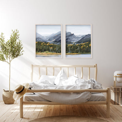 ’Estes Park’ Diptych Art Print || Set of 2 - abstract - Artwork - Colorado