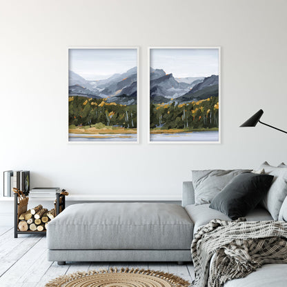 ’Estes Park’ Diptych Art Print || Set of 2 - abstract - Artwork - Colorado