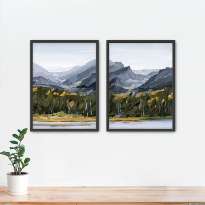 ’Estes Park’ Diptych Art Print || Set of 2 - Paper / 5x7 in / Black Frame - abstract - Artwork - Colorado