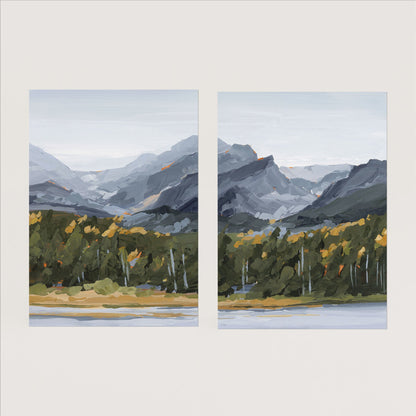 ’Estes Park’ Diptych Art Print || Set of 2 - Paper / 5x7 in / No Frame - abstract - Artwork - Colorado