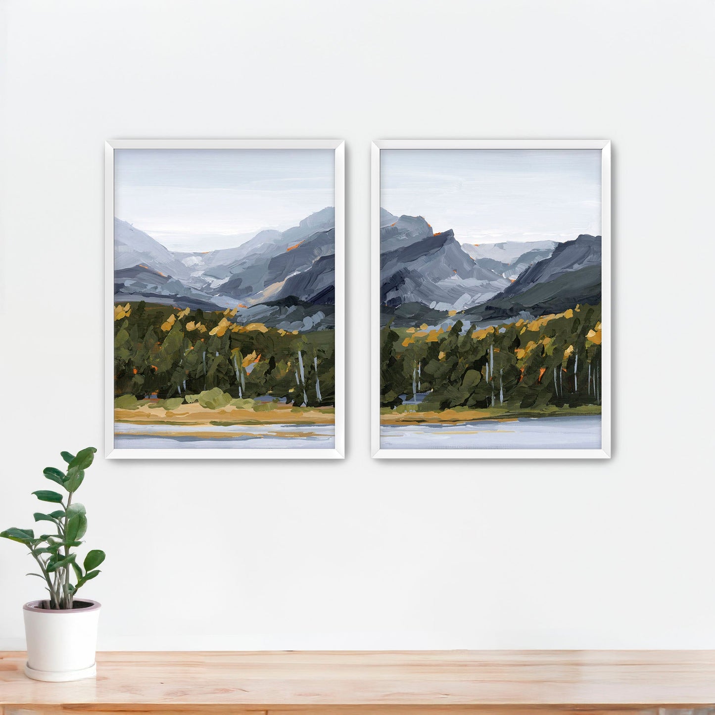 ’Estes Park’ Diptych Art Print || Set of 2 - Paper / 5x7 in / White Frame - abstract - Artwork - Colorado