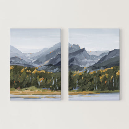 ’Estes Park’ Diptych Art Print || Set of 2 - Stretched Canvas / 8x10 in / No Frame - abstract - Artwork - Colorado