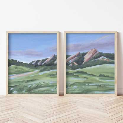 ’Evening at the Flatirons’ Diptych Art Print || Set of 2 - abstract - Artwork - Boulder - Colorado