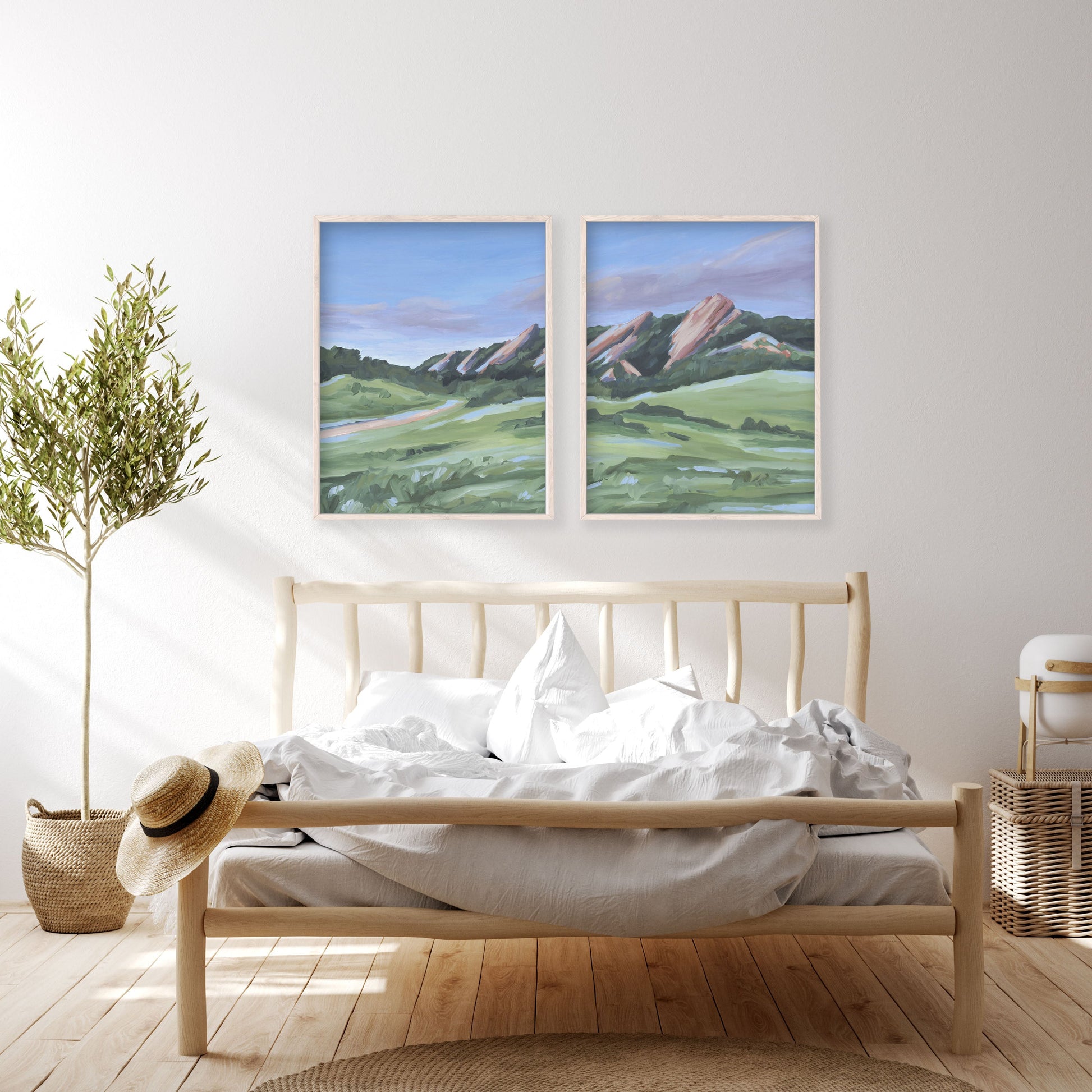 ’Evening at the Flatirons’ Diptych Art Print || Set of 2 - abstract - Artwork - Boulder - Colorado