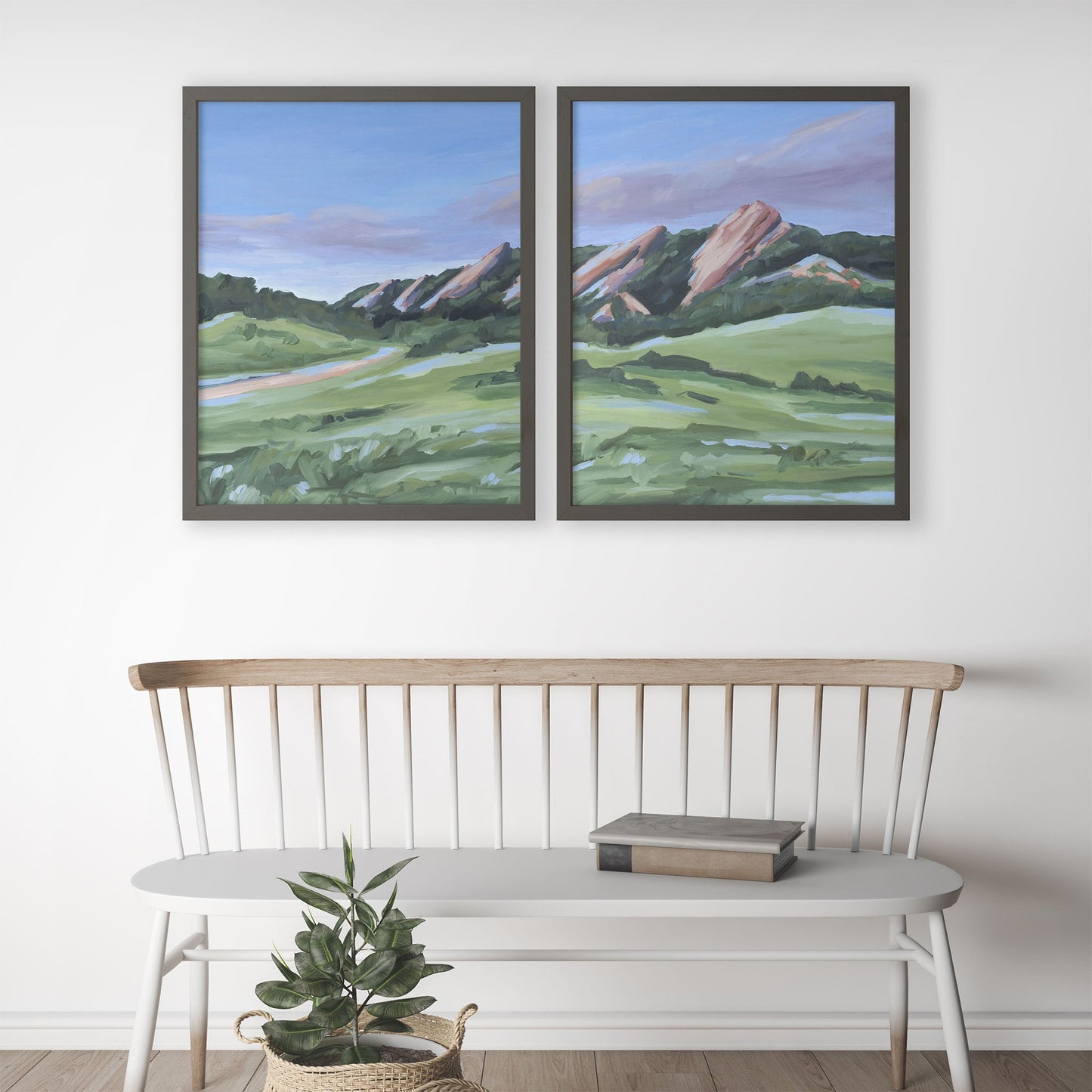 ’Evening at the Flatirons’ Diptych Art Print || Set of 2 - abstract - Artwork - Boulder - Colorado