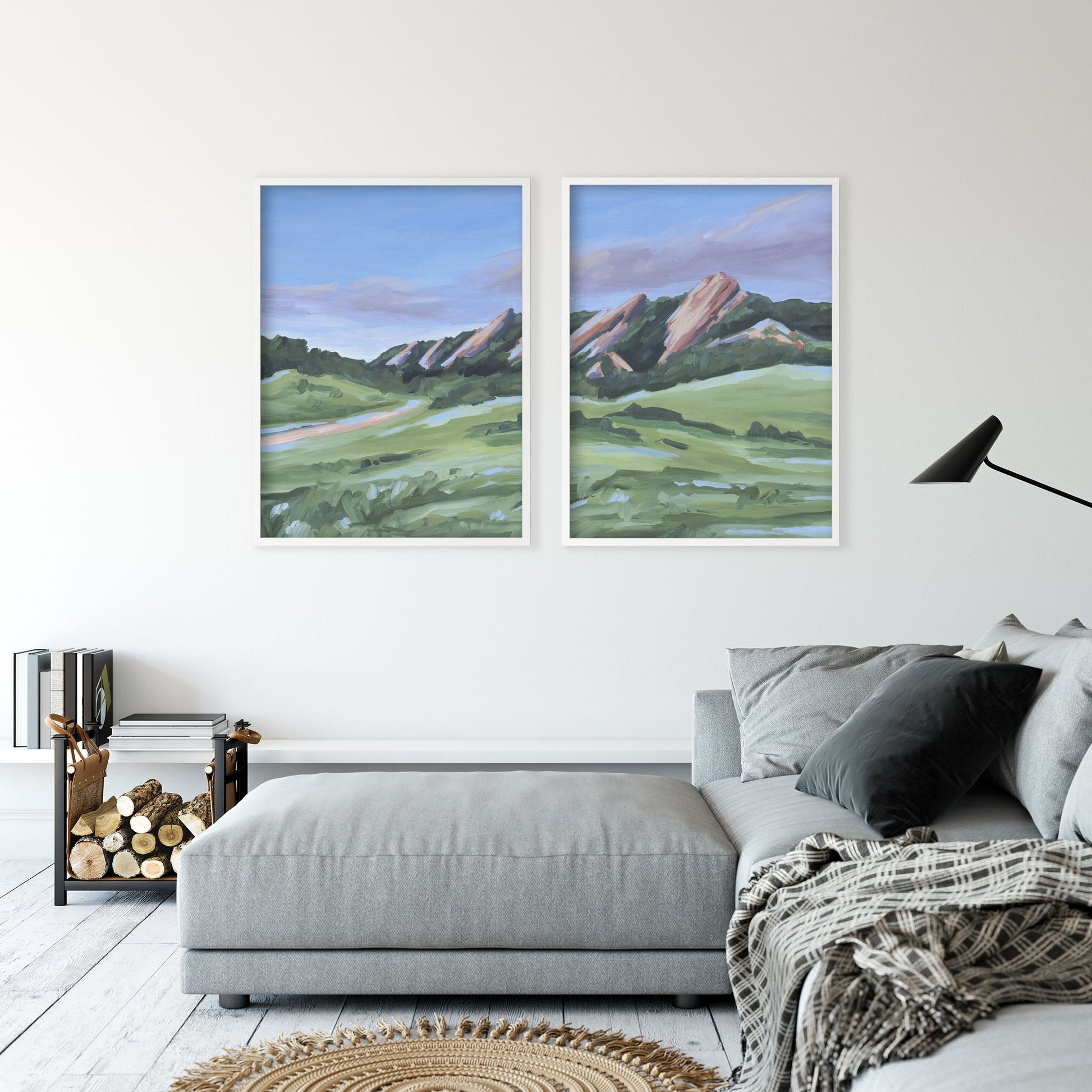 ’Evening at the Flatirons’ Diptych Art Print || Set of 2 - abstract - Artwork - Boulder - Colorado