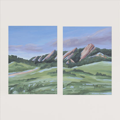 ’Evening at the Flatirons’ Diptych Art Print || Set of 2 - Paper / 5x7 in / No Frame - abstract - Artwork - Boulder