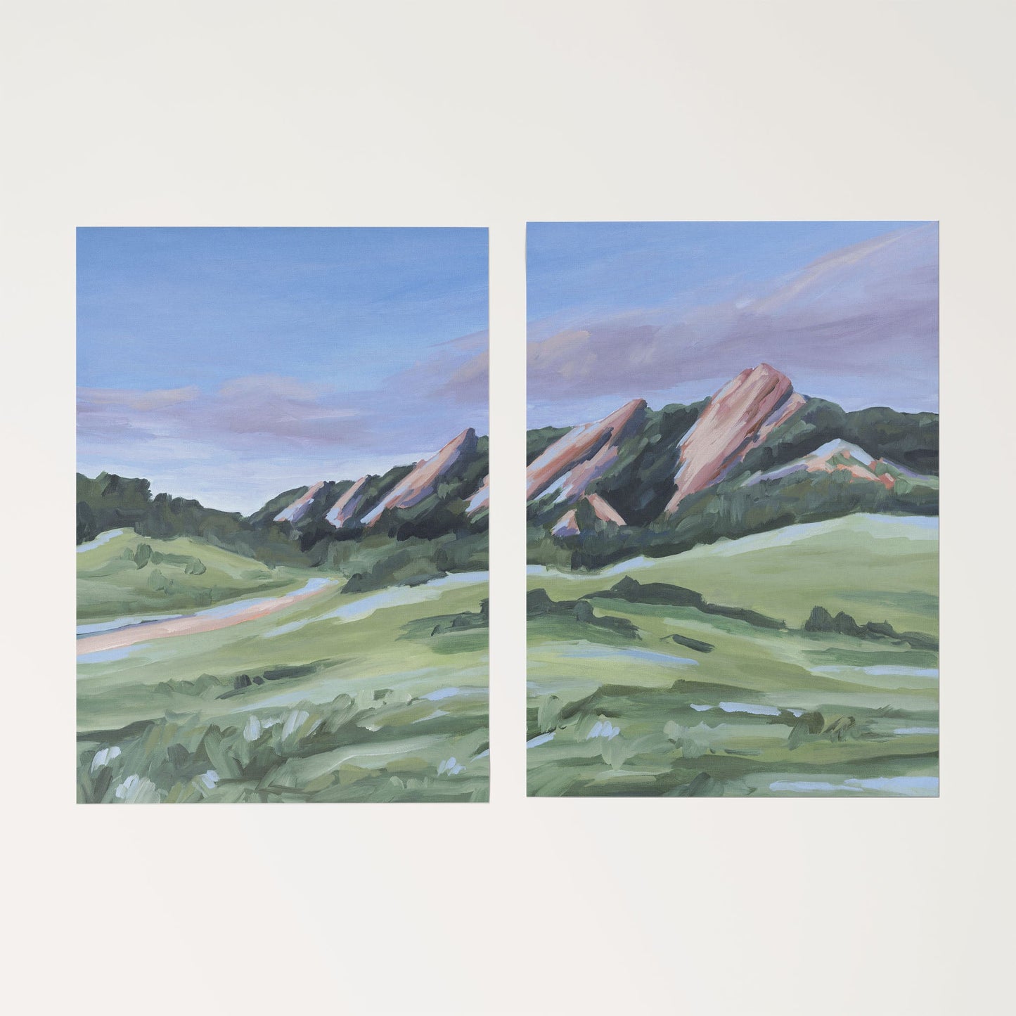 ’Evening at the Flatirons’ Diptych Art Print || Set of 2 - Rolled Canvas / 8x10 in / No Frame - abstract - Artwork