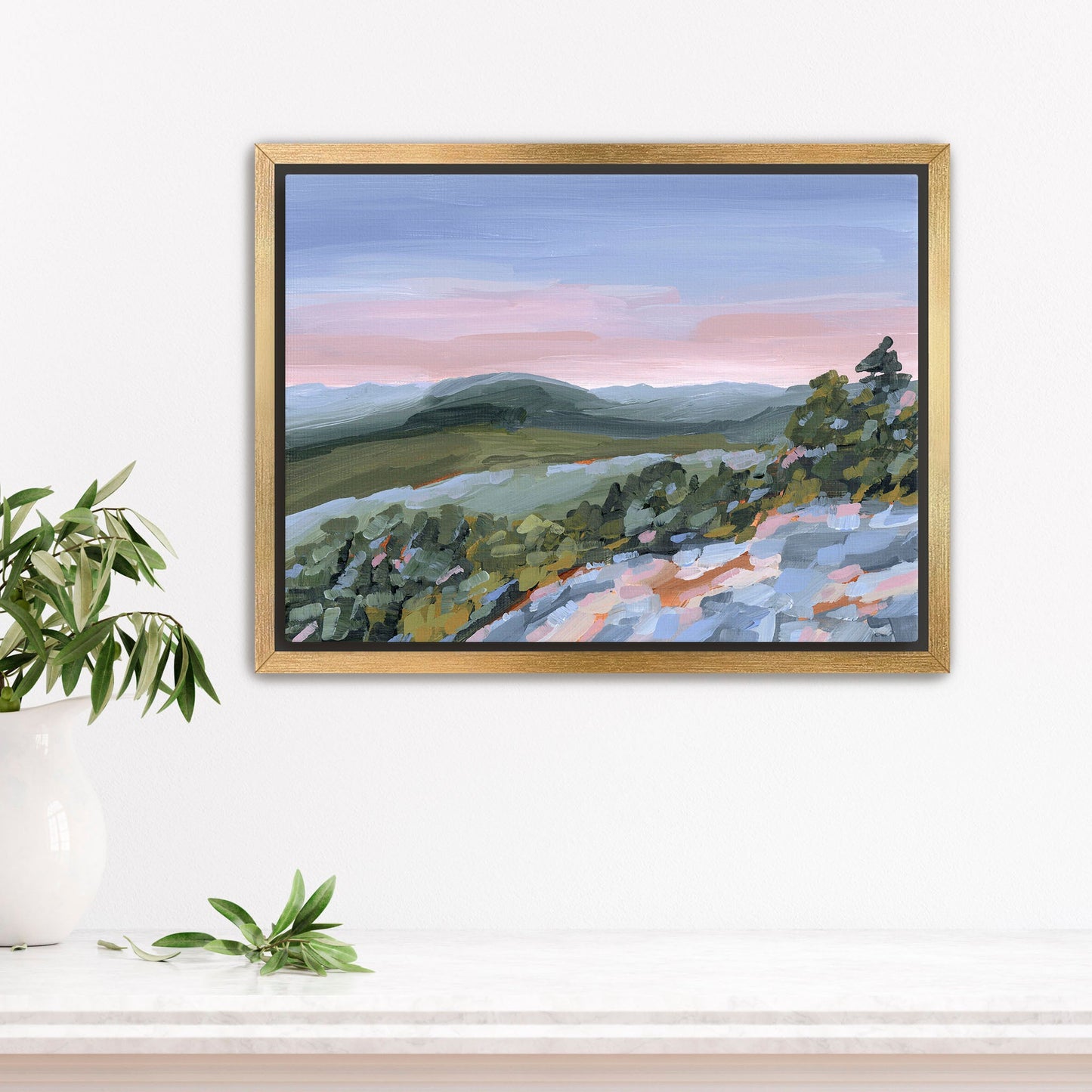 ’Fading Shadows’ Art Print - Stretched Canvas / 8x10 in / Gold Frame - Blue Ridge Mountains Wall - ’Nightfall’