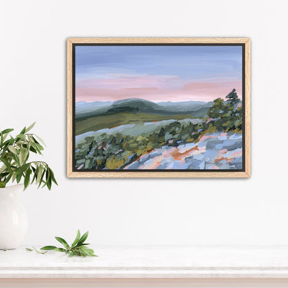 ’Fading Shadows’ Art Print - Stretched Canvas / 8x10 in / Oak Frame - Blue Ridge Mountains Wall - ’Nightfall’