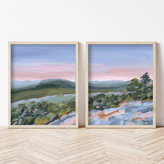 ’Fading Shadows’ Diptych Art Print || Set of 2 - abstract - Appalachian - appalachian trail - Artwork