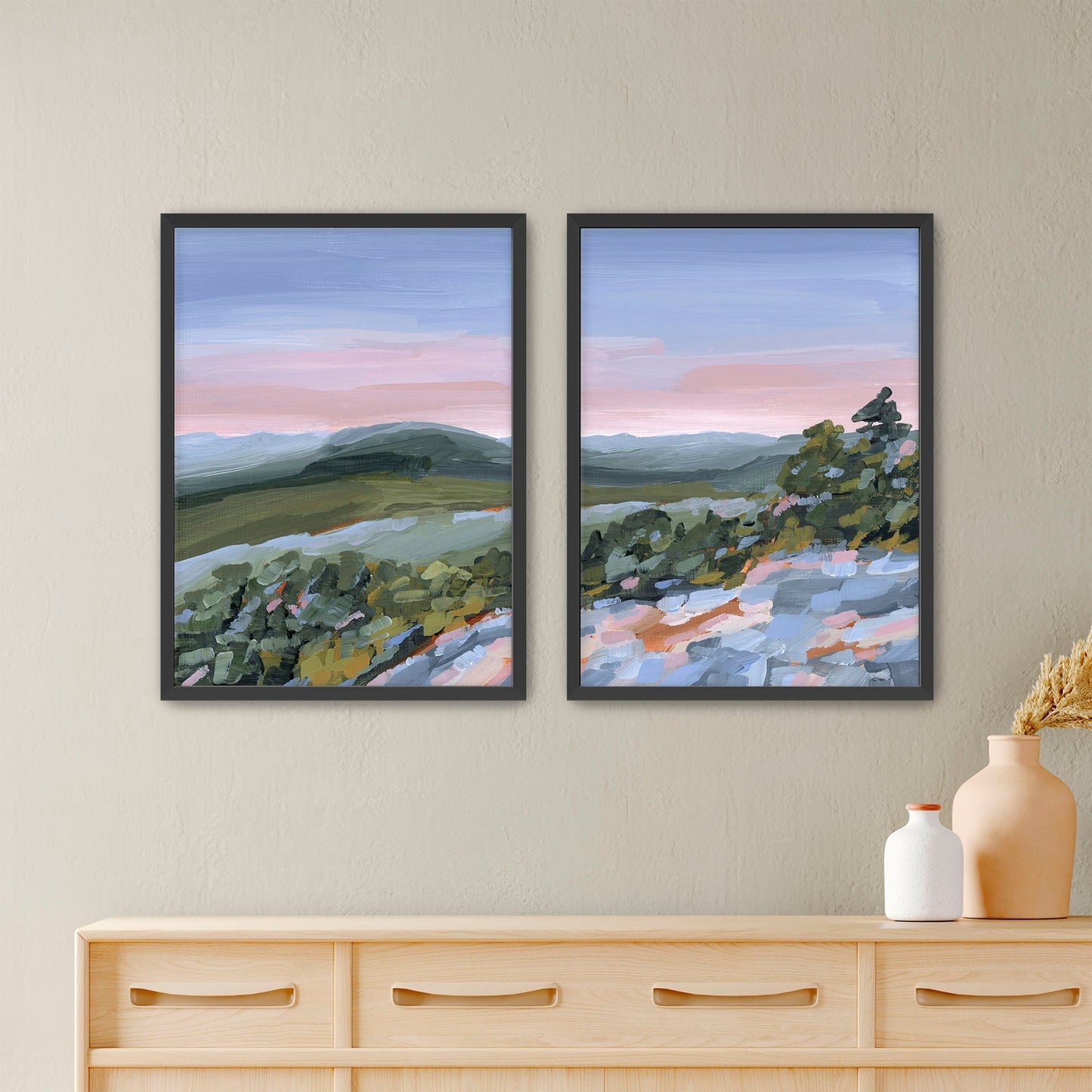 ’Fading Shadows’ Diptych Art Print || Set of 2 - Paper / 5x7 in / Black Frame - abstract - Appalachian - appalachian