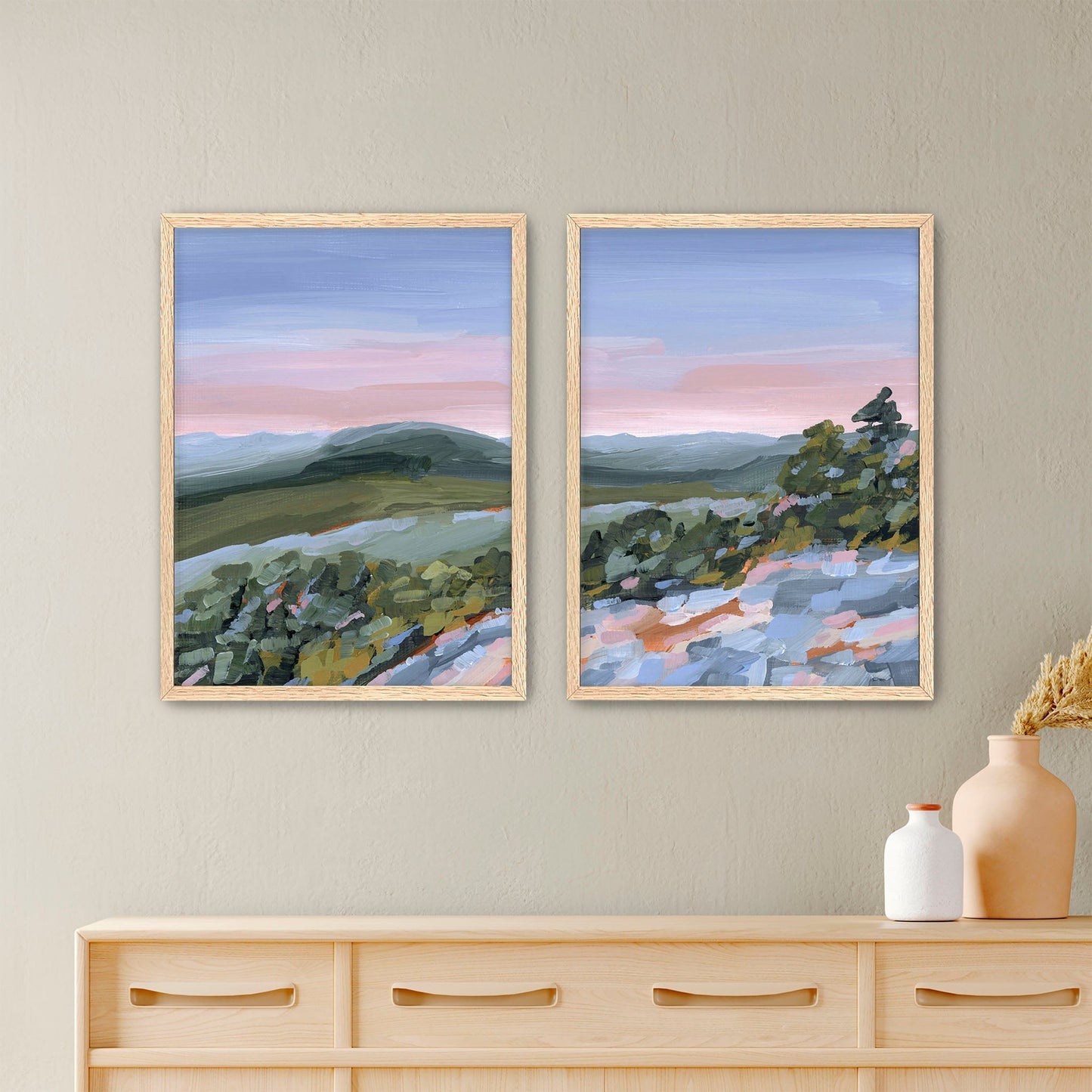 ’Fading Shadows’ Diptych Art Print || Set of 2 - Paper / 5x7 in / Oak Frame - abstract - Appalachian - appalachian