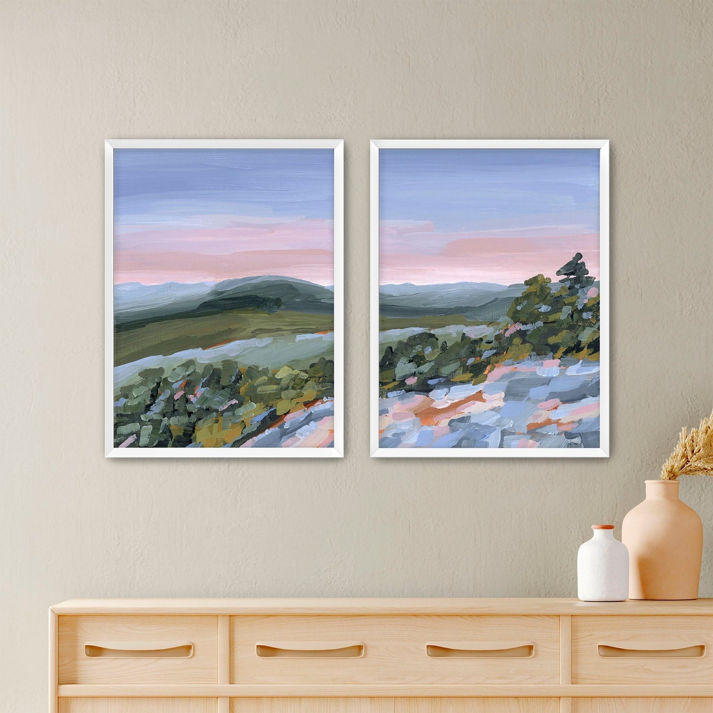 ’Fading Shadows’ Diptych Art Print || Set of 2 - Paper / 5x7 in / White Frame - abstract - Appalachian - appalachian