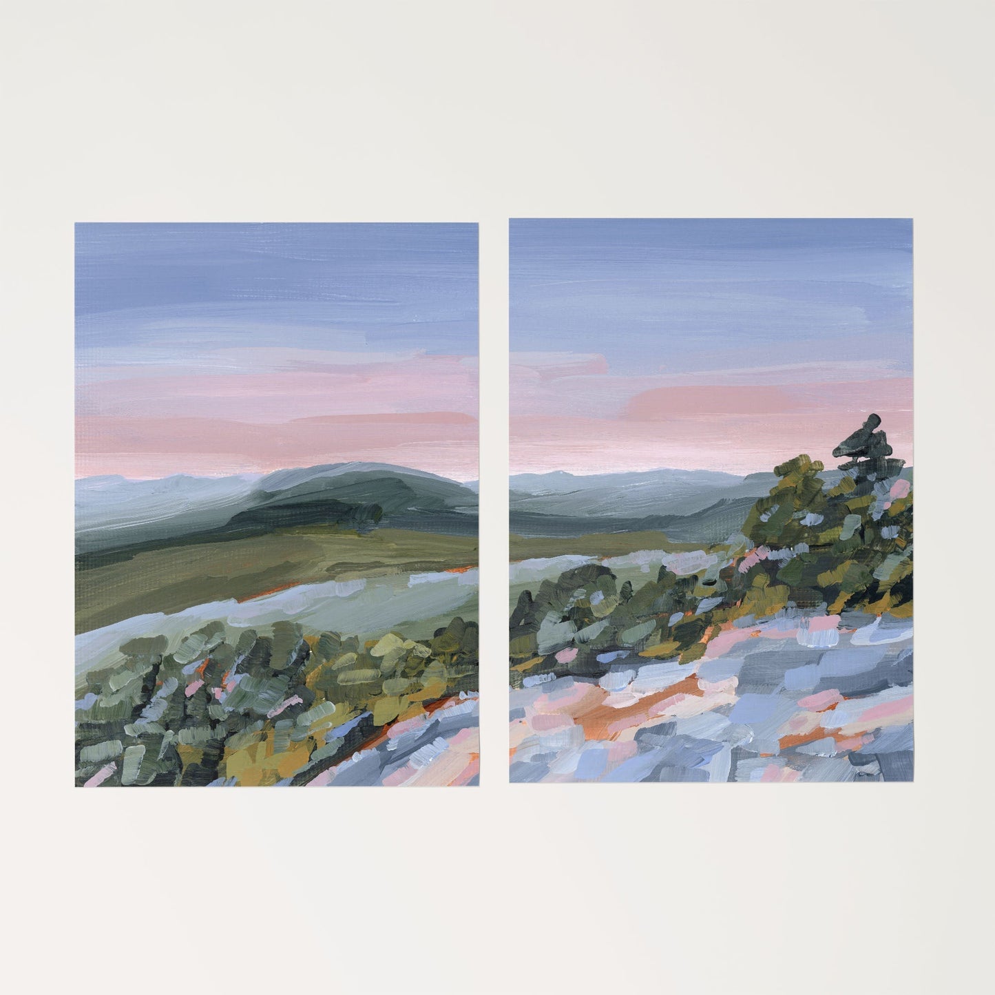 ’Fading Shadows’ Diptych Art Print || Set of 2 - Rolled Canvas / 8x10 in / No Frame - abstract - Appalachian