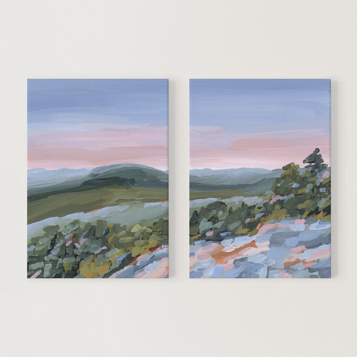 ’Fading Shadows’ Diptych Art Print || Set of 2 - Stretched Canvas / 8x10 in / No Frame - abstract - Appalachian