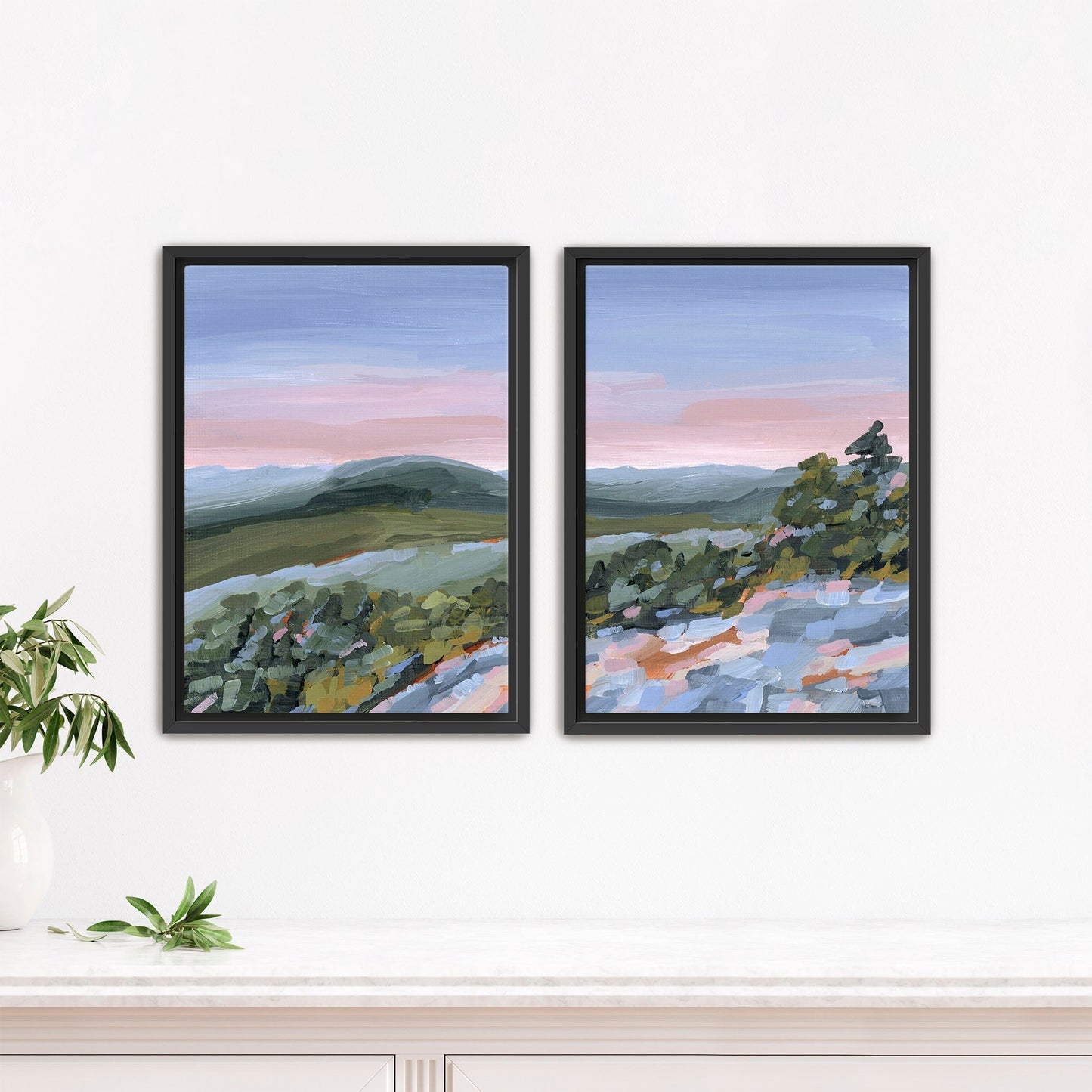 ’Fading Shadows’ Diptych Art Print || Set of 2 - Stretched Canvas / 8x10 in / Black Frame - abstract - Appalachian