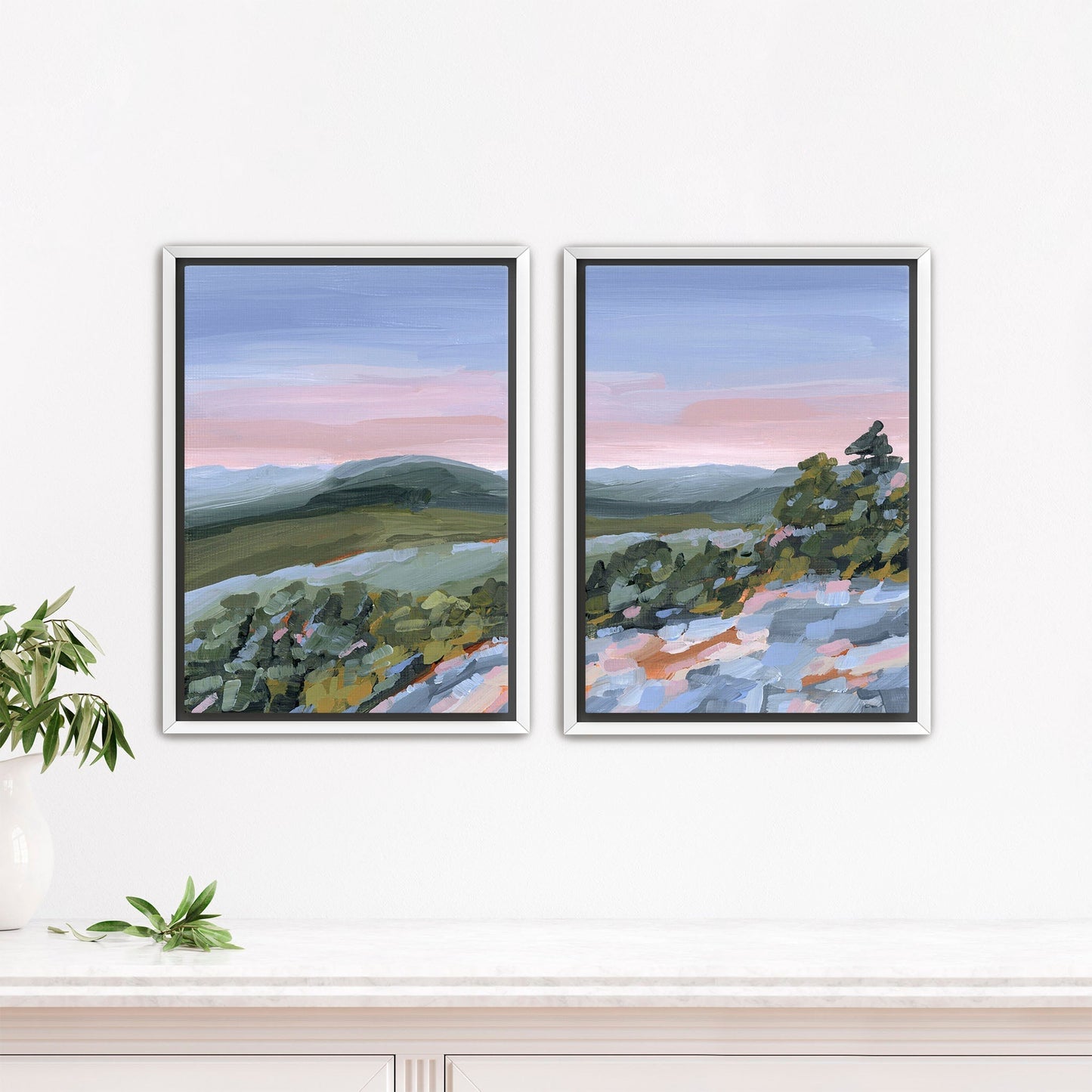 ’Fading Shadows’ Diptych Art Print || Set of 2 - Stretched Canvas / 8x10 in / White Frame - abstract - Appalachian